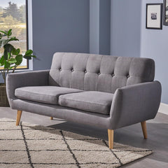 Christopher Knight Home Josephine Mid-Century Modern Petite Fabric Sofa, Dark Grey / Natural(Fabric Sofa)